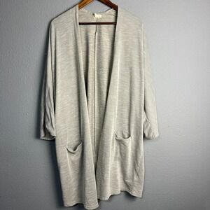DONNI. Plus Size Duster‎ Cardigan Open Front Pockets Striped Casual Lounge OSFA